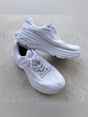 Hoka Bondi 8 Cushioned Comfort White Shoes Size 10 B